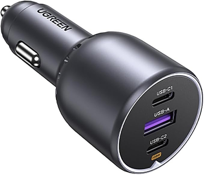 UGREEN 130W MacBook Car Charger Fast Charging, 3-Port USB Car Charger Type-C, Men Gift Mobile Phone Adapter, Compatible for Macbook Air/Pro, Samsung S25/S24/S23, iPhone 16e,iPhone 16/15/14/13, HP Dell